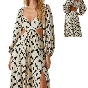 ASTR The Label Anthropologie Yaretzi Womens Dress Medium Geometric Cut-Out Small